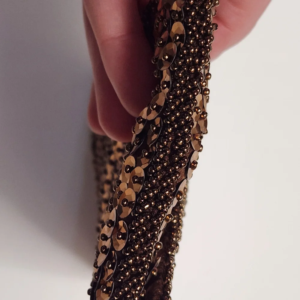 Vintage Walborg Beaded Sequin Chocolate Brown Clutch Bag